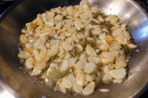 We also sliced and sautéed garlic to make garlic chips.