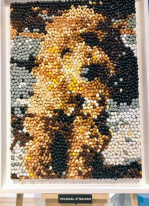 This is Michael Strahan's jelly bean and M&Ms candy mosaic.