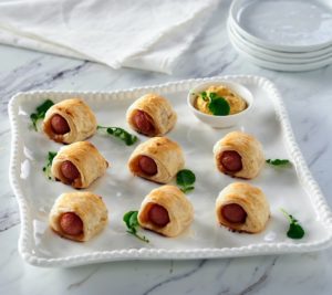 They are made with all-butter puffed pastry and all-beef frank sausages.