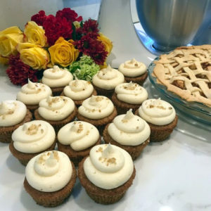 Associate crafts designer, Claire Basile, submitted this mouth watering photo. "I celebrated Thanksgiving with my family in Westchester, New York. We usually get a store bought cake nearby. My mother waited for three-hours in the rain to get one, but unfortunately they sold out, so my sister made some carrot cupcakes which looked and tasted so very delicious."