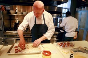 Chef Pierre Schaedelin from PS Tailored Events and his talented team did such a wonderful job preparing the dishes. Here he is making red caviar appetizers. (Photo by Peter T. Michaelis)