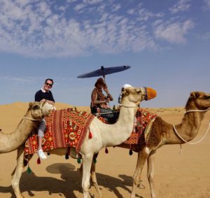 Here's a nice photo of Kevin and Alexis aboard their trusted camels.
