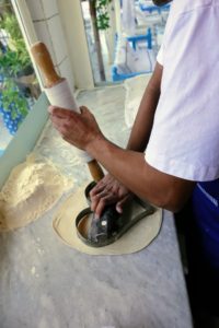 During our stay in Dubai, we also visited the Arabian Tea House where we watched this heart shaped sesame encrusted flatbread being made.