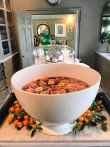 We made a delicious pomegranate punch using concentrate from my friends at POM Wonderful mixed with citrus slices. It was very popular with all our guests. https://www.pomwonderful.com