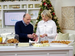 Here I am with QVC host, Dan Wheeler. We're tasting the mouth watering Kouign Amann pastries - fresh from the oven.