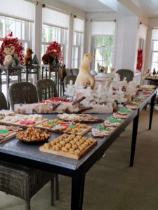 The long table is filled with homemade cookies surrounded by whimsical woodland animals and miniature figurines. Our test chefs, Jason Schreiber and Molly Wenk baked more than 1000-cookies for the event. Many of the recipes are from my books and my web site at MarthaStewart.com.