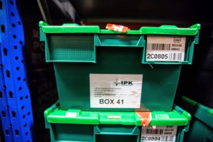 These boxes are from the Leibniz Institute of Plant Genetics in Germany. (Photo by Michael Poliza)