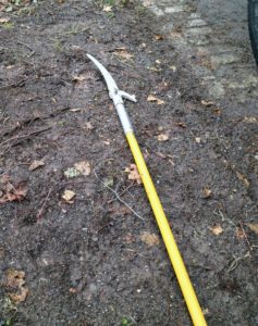 Aside from using pruners, Danny also has a telescoping pole saw with several attachments, which can help trim hard to reach branches and those at least an inch-thick.