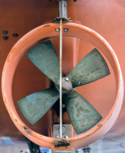 This photo is of the propellor on one of the lifeboats of our ship, Ocean Nova.