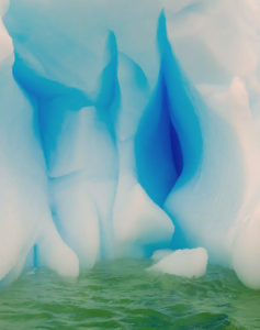 Dr. Knapp captured this photo of a section of an iceberg in Hanusse Bay. Many of the icebergs are hundreds of feet tall.