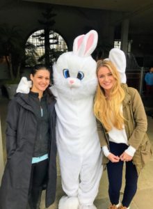 Our stable manager, Sarah, and my executive personal assistant, Shqipe, posed with the Easter Bunny for this fun photo.