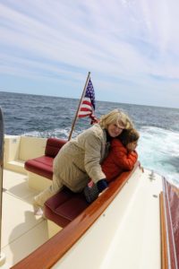 It was a beautiful day for a boat ride. Here I am with my grandson, Truman, aboard "Sea Smoke", the Hinckley Talaria 55 Flybridge Jet Boat previously owned by my friend, the late David Rockefeller.