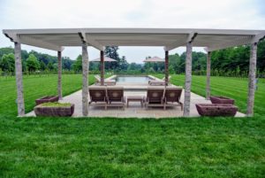 Here is the finished pergola and our new chaises longues and side tables from Restoration Hardware. goo.gl/B1f4AY