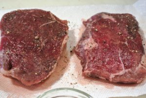 These steaks are seasoned and ready to cook.