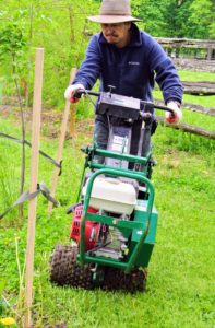 There are different types of sod cutters, but they all essentially cut grass at the roots so entire sections of sod can be removed to expose the bare ground underneath it. It cuts 12-inch widths of sod and can cut more than 100-feet per minute.