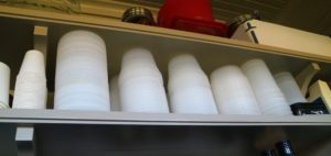 I use a lot of these plastic deli containers in various sizes to store many things. They are easy to stack, easy to label and easy to keep organized.