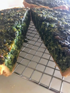 And here is the spinach quiche cooling. The spinach used is from my greenhouse. I love having all these fresh greens to share with family and friends.