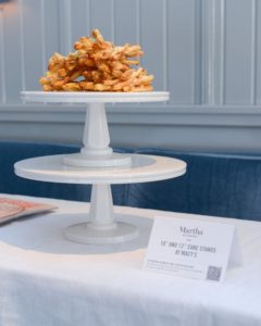 We also served everyone's favorite cheese straws atop 10-inch and 12-inch cake stands from my collection at Macy's. The linens were provided by the Guild. (Photo by Madison Voelkel, BFA.com) https://rwguild.com/collections/table-linens goo.gl/avT2UB