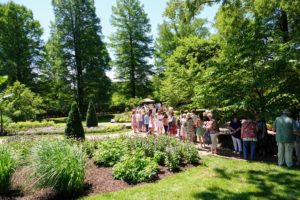 Here is the long line of guests waiting to have their books signed in the garden adjacent to the Open Air Theater. It was so exciting to see so many visitors.