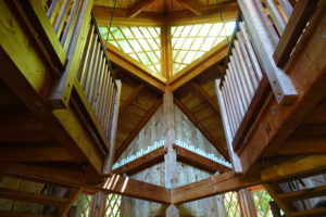 The treehouses were built using mostly reclaimed materials and are supported by a pin foundation system so the surrounding tree limbs and roots are unharmed and untouched.
