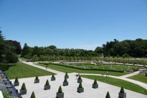 And here is the newly revitalized Main Fountain Garden, which features 1719 fountain jets that dance to shows every day at Longwood. The Garden showcases illuminated fountain performances set to music Thursdays, Fridays, and Saturday evenings throughout the summer. Conical boxwood, Buxus ‘Green Mountain’ are displayed in Versailles boxes in the foreground. Longwood is a spectacular place to visit. Please go to their web site by clicking on the highlighted link above for more information on their gardens and events.