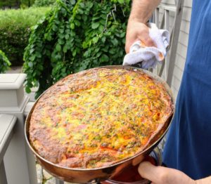 The frittata is so perfectly cooked. Here it is heading into the kitchen of my Winter House.
