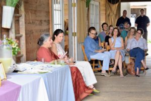 The Hickories owner, Dina Brewster, introduced Dr. Vandana Shiva, who is visiting the US from Delhi, India, and welcomed all the guests - a diverse group of key environmental and food advocates, young farmers, and community gardeners.