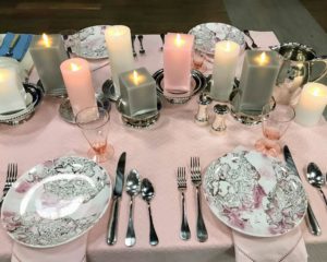 I also showed my square pillar candles displayed on a pretty summer table. My square flameless pillars come in sets of two in either the four or six-inch size. The colors include artichoke, Bedford gray, carnation pink, white, leaf green and frost blue.