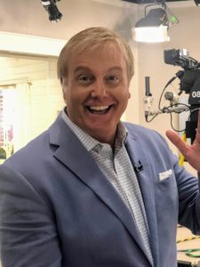 Here is QVC host, Rick Domeier, waving at me before our appearance. He was very excited to get a tin for his mom, Phyliss.