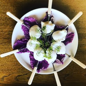 I just love this photo of our poached eggs on purple cabbage leaves - so easy to prepare and so beautiful.
