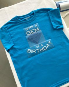 The t-shirt looks like this before ironing - and takes only a few minutes with a warm iron to adhere. All the children will want one. It makes a wonderful party favor.