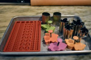 Molly also prepares various dough cutters for the pie decorations. Gathering everything in advance helps speed up the process when it comes time to bake.