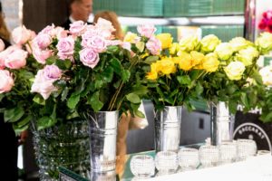 We displayed vases of vibrant rose blooms all around the flagship store - all the guests loved them. (Photo by Benjamin Lozovsky for BFA)
