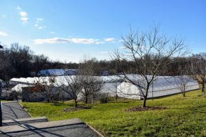 The farm at Stone Barns Center is a four-season operation with approximately six-acres used for vegetable production. It features a half-acre four-season greenhouse as well as a terraced winter garden with unheated movable greenhouses.