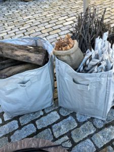And, I love these 48-Gallon Multi-Purpose Reusable Heavy Duty Garden Totes. Here are two in our slate color. They can be used for so many things, such as holding firewood and kindling.