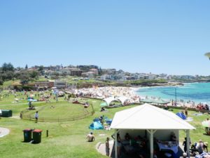 Bronte Beach was remarkable - and so close to the large city of Sydney. The structure in the forefront is provided for family cookouts.