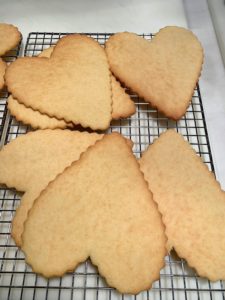 The cookies are about 1/8-inch thick and baked until golden brown - about 10-minutes.