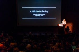My presentation was titled "A Life in Gardening". I shared photos of my father, my home on Turkey Hill in Westport, Connecticut, and the gardens I created over the years. (Photo by Marlon Co for NYBG)