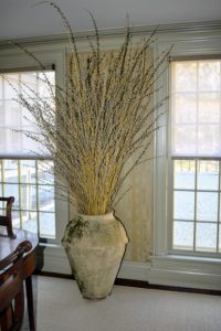 And here is another arrangement on the opposite side of the room - I love the choice of long straight branches. The willow buds will last for weeks and will not open as long as they’re kept dry. I'll keep them here through the Easter holiday - my guests will love them!