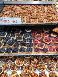 During the next day, the group toured the Machane Yehuda Market - here's a display of fresh fruit pastries.
