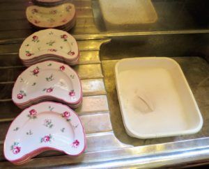 These are Ginori salad plates ready to be washed.