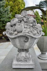 Here is my Fruit Basket Planter with Removable Top. It is also made of fiber resin and is so light and easy to carry - it weights only 19-pounds and can be used indoors and out.