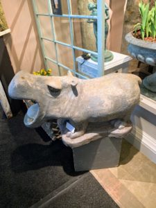 There are also many casual and whimsical pieces at the Fair, such as this stone hippo animal ornament.