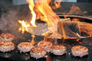Here are some of the Vermont wagyu burgers sizzling on the grill. https://vermontwagyu.com/ (Photo provided by Unger Media for Mike's Organic)