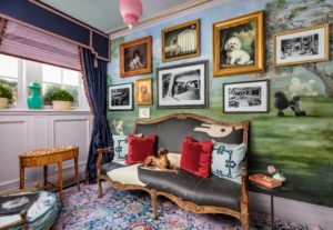 Sheila Bridges designed this room. Inspired by sunrise and sunset strolls with her Australian Shepherds, Sheila transformed the area into a welcoming spot for dogs and their walkers. (Photo by Nickolas Sargent)