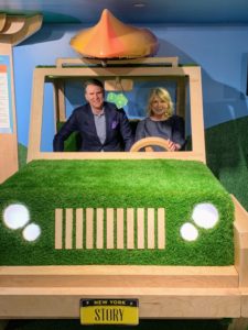 Here I am with Jeff Gennette, chairman, and CEO of Macy’s, Inc. inside the life-sized wooden jeep.