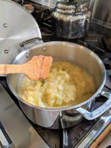 Here's another pot that has been cooking for a bit longer. Once the pot of apples starts to bubble - bring the heat down to low. My stainless steel pots from Macy's are perfect for making applesauce - they are very durable for even the heaviest of apples. https://mcys.co/2kw5d75