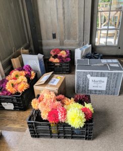 All our decorations were delivered earlier in the day - lots of flowers, and wine personally selected by me from our own Martha Stewart Wine Co. https://marthastewartwine.com/