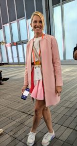 Here is Hilary Neve, Google's head of cultural initiatives and influencer marketing. She was all dressed in the Google colors.