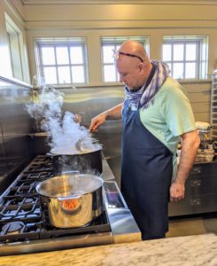 Inside the Flower Room kitchen, just a few steps from my Winter House, Chef Pierre Schaedelin, from PS Tailored Events, is busy preparing our delicious meal. Follow him on Instagram @pstailoredevents.
